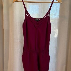 Express Deep Red V-Neck Romper
